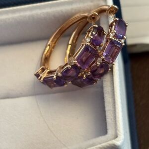 Effy amethyst and diamond Hoop Earrings